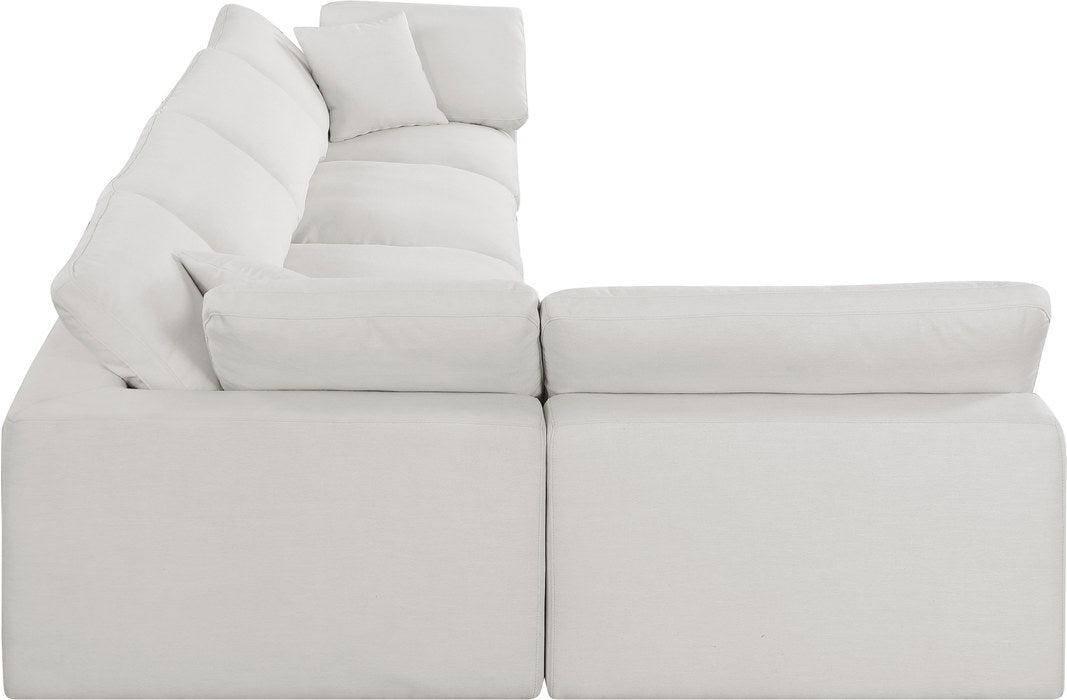 Meridian Furniture - Comfy 158" Cream Linen Textured Fabric Upholstered 5pc. Sectional - 187Cream-Sec5D - GreatFurnitureDeal