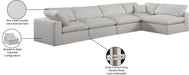 Meridian Furniture - Comfy 158" Cream Linen Textured Fabric Upholstered 5pc. Sectional - 187Cream-Sec5D - GreatFurnitureDeal