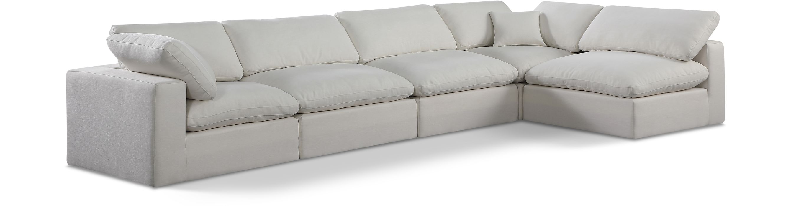Meridian Furniture - Comfy 158" Cream Linen Textured Fabric Upholstered 5pc. Sectional - 187Cream-Sec5D - GreatFurnitureDeal
