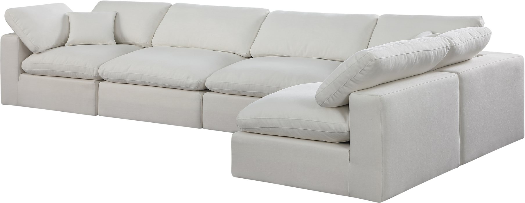 Meridian Furniture - Comfy 158" Cream Linen Textured Fabric Upholstered 5pc. Sectional - 187Cream-Sec5D - GreatFurnitureDeal