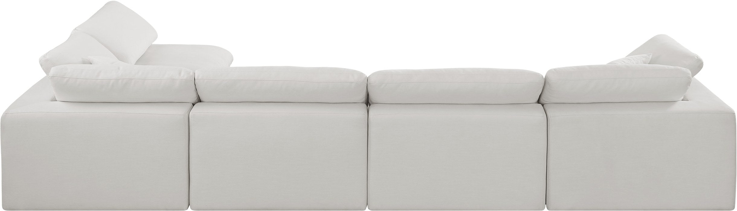 Meridian Furniture - Comfy 158" Cream Linen Textured Fabric Upholstered 5pc. Sectional - 187Cream-Sec5D - GreatFurnitureDeal