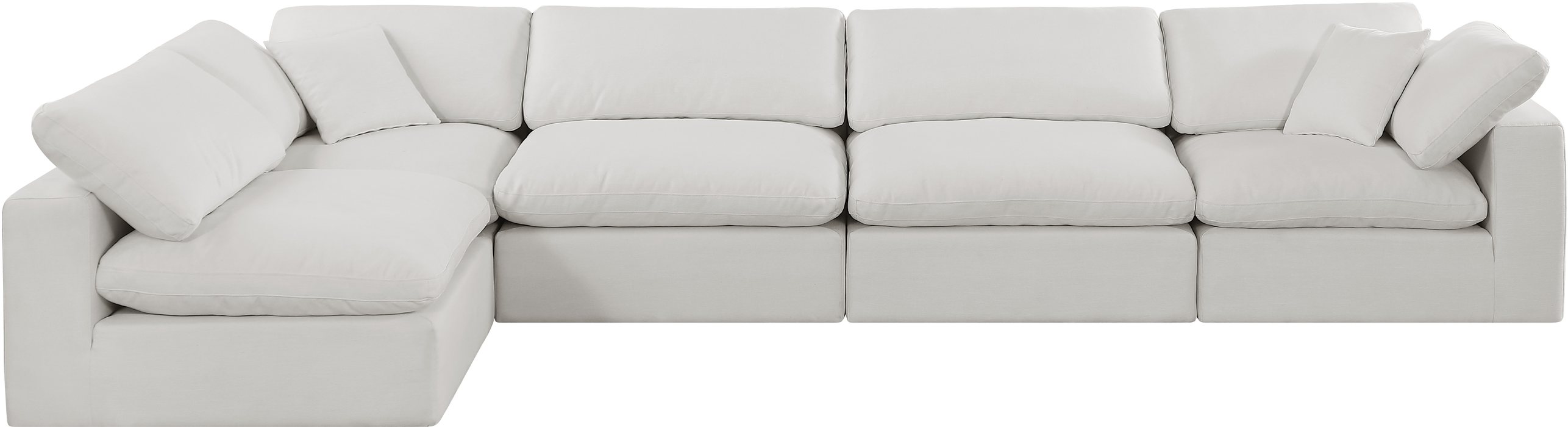 Meridian Furniture - Comfy 158" Cream Linen Textured Fabric Upholstered 5pc. Sectional - 187Cream-Sec5D - GreatFurnitureDeal