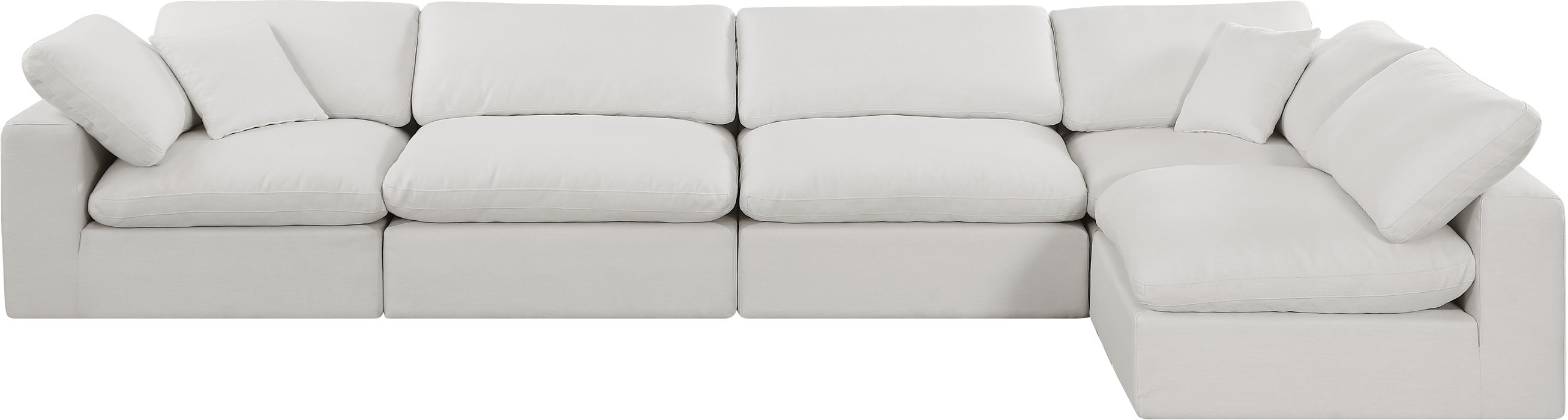 Meridian Furniture - Comfy 158" Cream Linen Textured Fabric Upholstered 5pc. Sectional - 187Cream-Sec5D - GreatFurnitureDeal