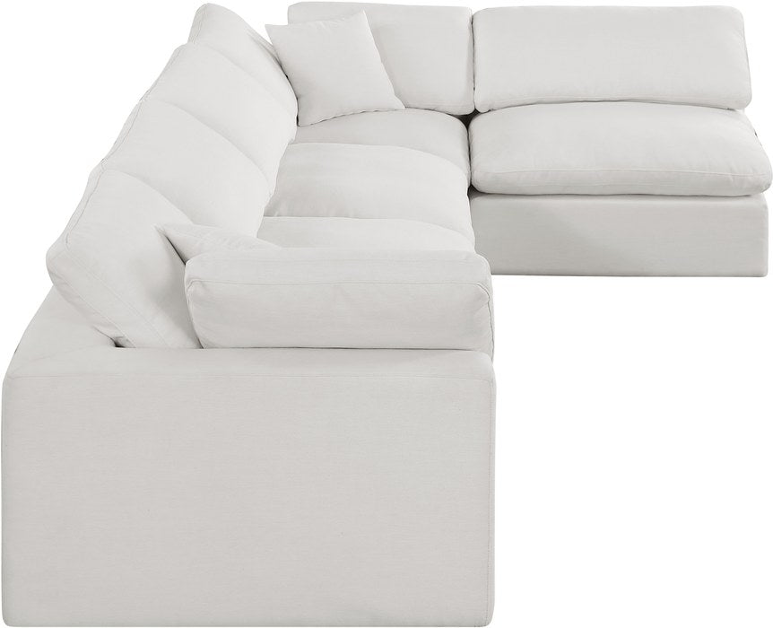 Meridian Furniture - Comfy 158" Cream Linen Textured Fabric Upholstered 5pc. Sectional - 187Cream-Sec5D - GreatFurnitureDeal