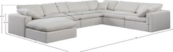 Meridian Furniture - Comfy 158" Cream Linen Textured Fabric Upholstered 7pc. Sectional - 187Cream-Sec7A - GreatFurnitureDeal