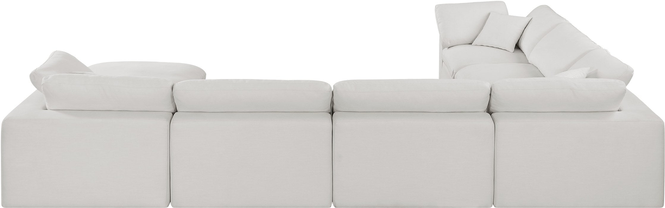 Meridian Furniture - Comfy 158" Cream Linen Textured Fabric Upholstered 7pc. Sectional - 187Cream-Sec7A - GreatFurnitureDeal