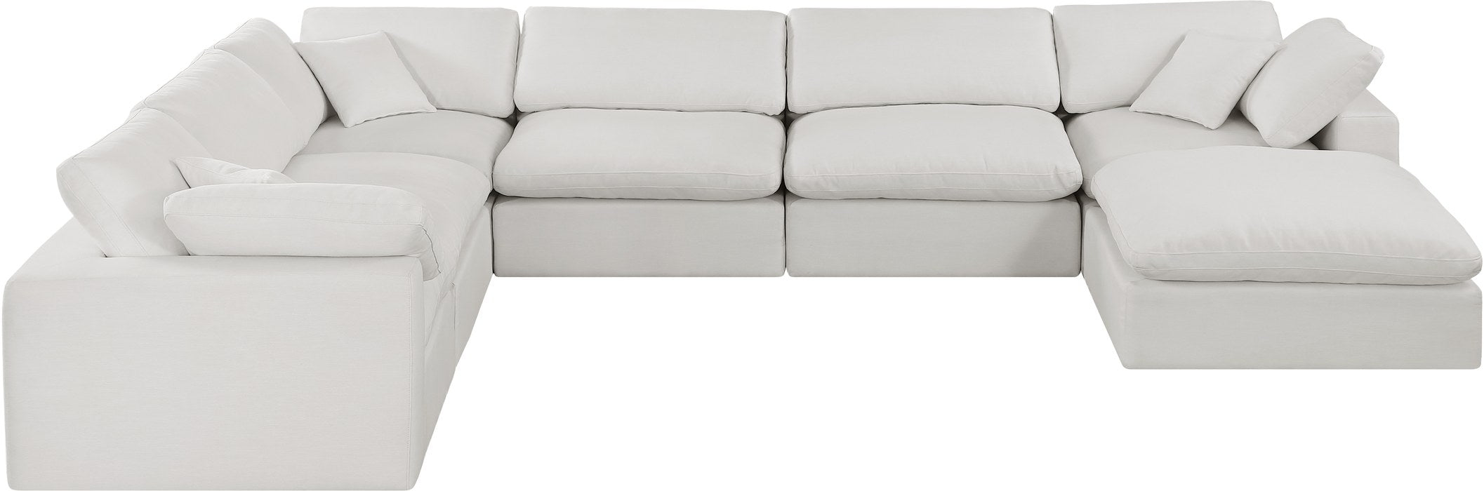 Meridian Furniture - Comfy 158" Cream Linen Textured Fabric Upholstered 7pc. Sectional - 187Cream-Sec7A - GreatFurnitureDeal