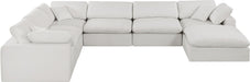 Meridian Furniture - Comfy 158" Cream Linen Textured Fabric Upholstered 7pc. Sectional - 187Cream-Sec7A - GreatFurnitureDeal