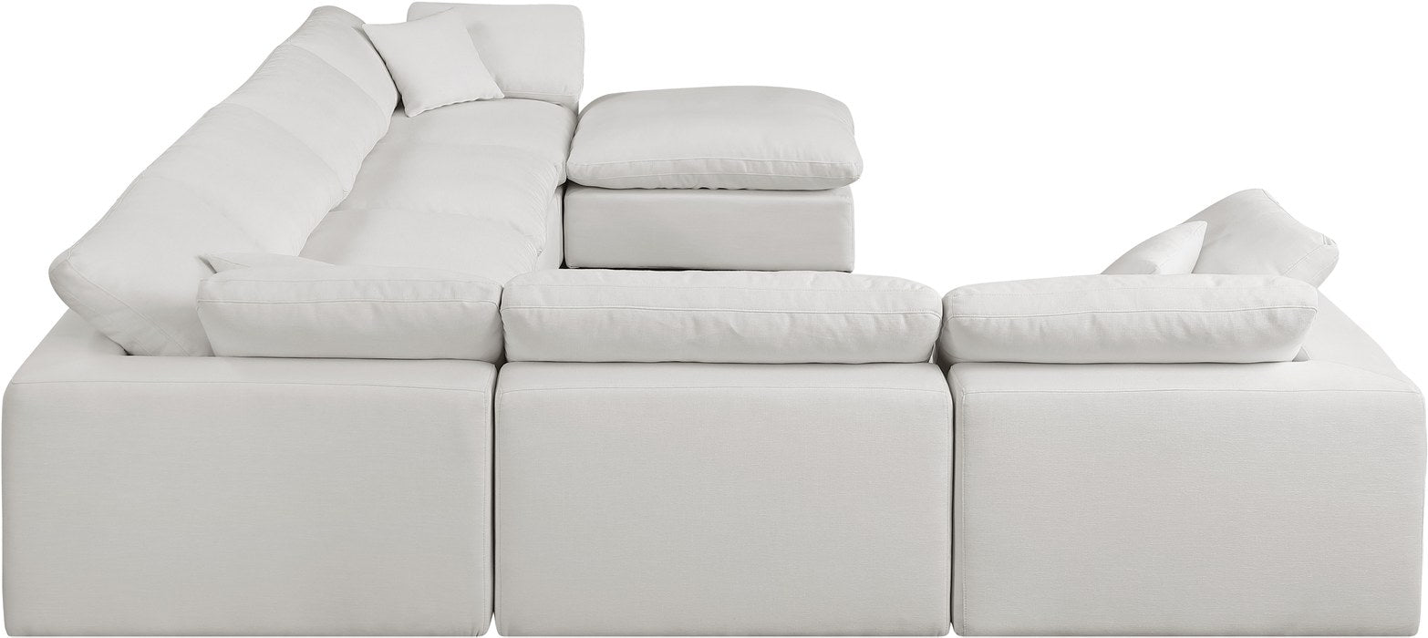 Meridian Furniture - Comfy 158" Cream Linen Textured Fabric Upholstered 7pc. Sectional - 187Cream-Sec7A - GreatFurnitureDeal