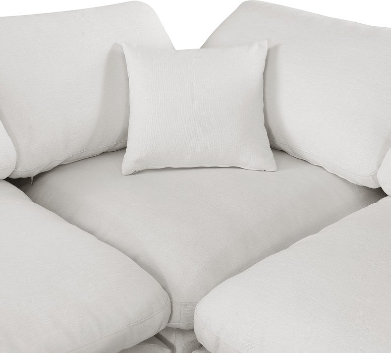 Meridian Furniture - Comfy 158" Cream Linen Textured Fabric Upholstered 7pc. Sectional - 187Cream-Sec7A - GreatFurnitureDeal