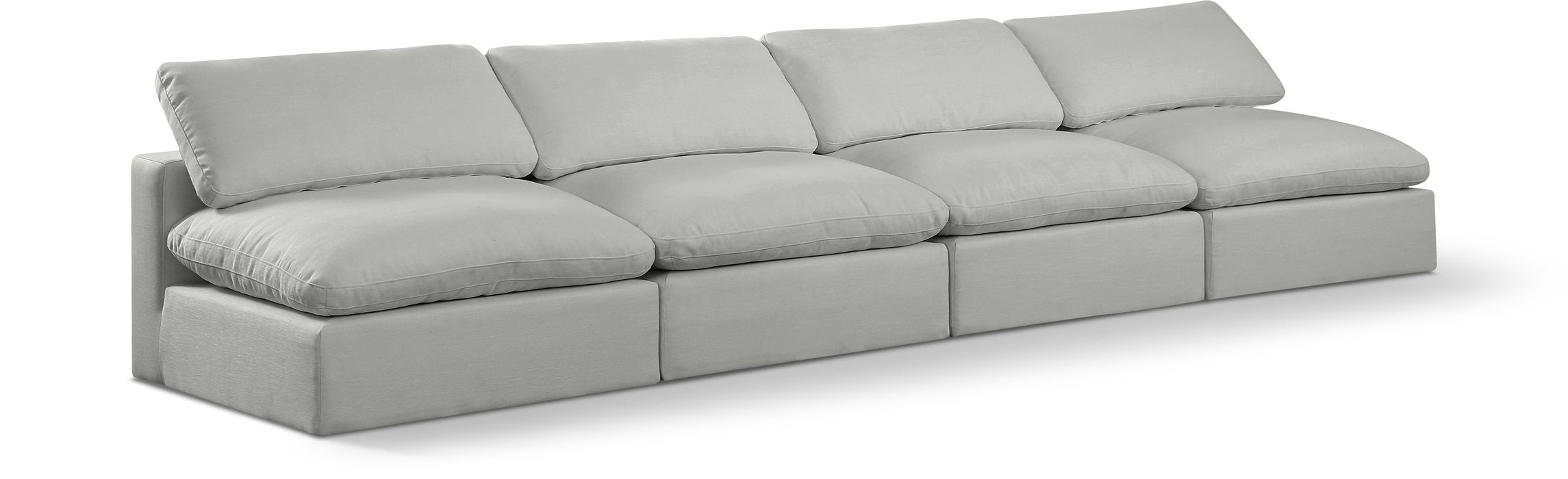Meridian Furniture - Comfy 156" Grey Linen Textured Fabric Upholstered 4pc. Armless Sofa - 187Grey-S156 - GreatFurnitureDeal