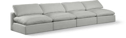 Meridian Furniture - Comfy 156" Grey Linen Textured Fabric Upholstered 4pc. Armless Sofa - 187Grey-S156 - GreatFurnitureDeal