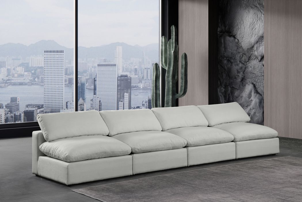 Meridian Furniture - Comfy 156" Grey Linen Textured Fabric Upholstered 4pc. Armless Sofa - 187Grey-S156 - GreatFurnitureDeal