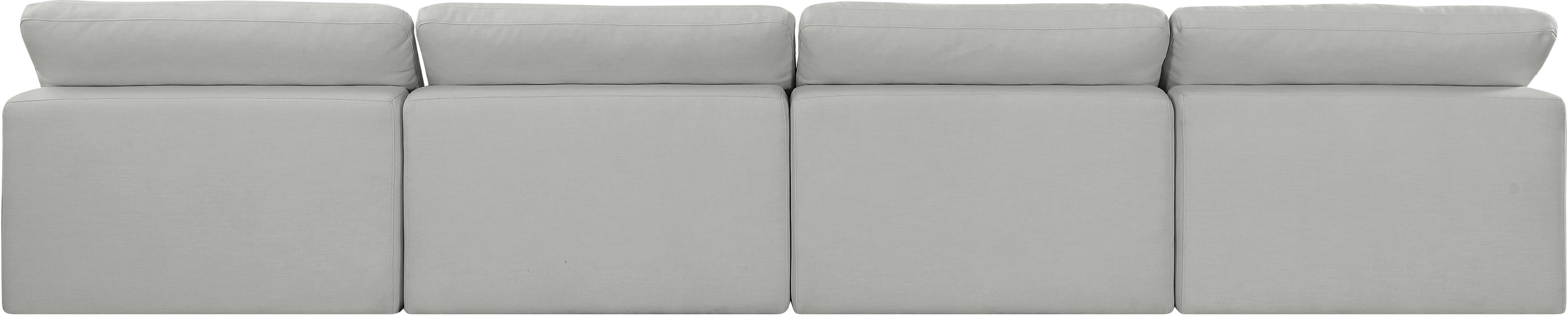 Meridian Furniture - Comfy 156" Grey Linen Textured Fabric Upholstered 4pc. Armless Sofa - 187Grey-S156 - GreatFurnitureDeal