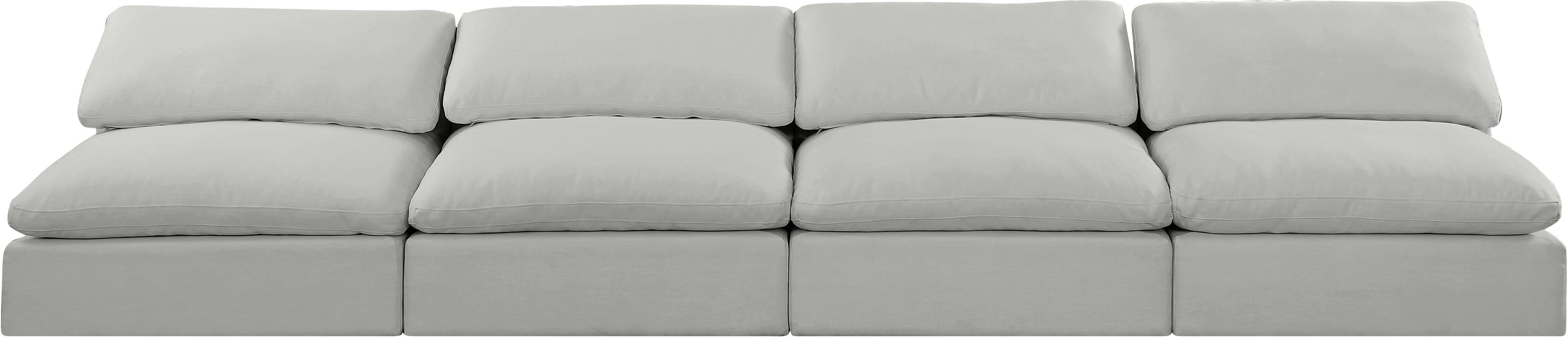 Meridian Furniture - Comfy 156" Grey Linen Textured Fabric Upholstered 4pc. Armless Sofa - 187Grey-S156 - GreatFurnitureDeal