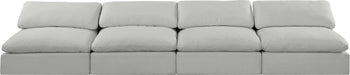 Meridian Furniture - Comfy 156" Grey Linen Textured Fabric Upholstered 4pc. Armless Sofa - 187Grey-S156 - GreatFurnitureDeal
