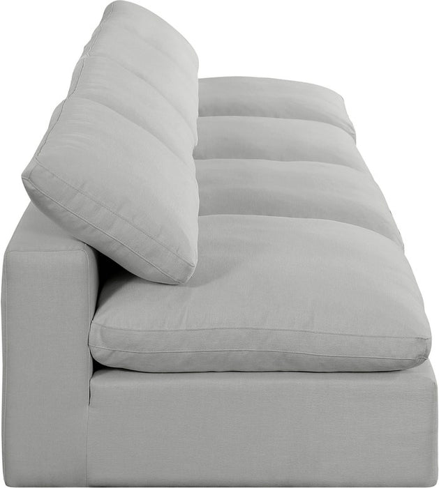 Meridian Furniture - Comfy 156" Grey Linen Textured Fabric Upholstered 4pc. Armless Sofa - 187Grey-S156 - GreatFurnitureDeal