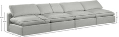 Meridian Furniture - Comfy 156" Grey Linen Textured Fabric Upholstered 4pc. Armless Sofa - 187Grey-S156 - GreatFurnitureDeal