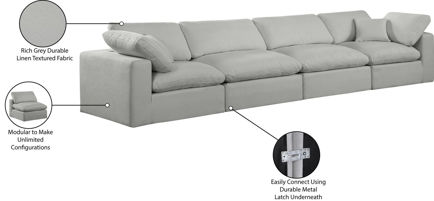 Meridian Furniture - Comfy 158" Grey Linen Textured Fabric Upholstered 4pc. Sofa - 187Grey-S158 - GreatFurnitureDeal
