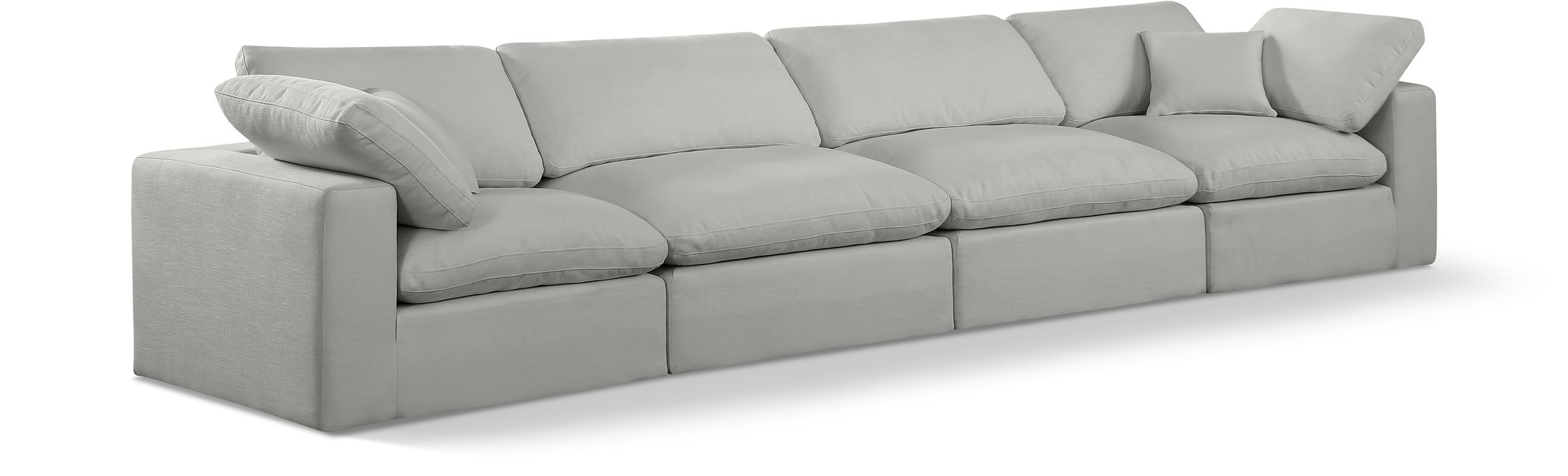 Meridian Furniture - Comfy 158" Grey Linen Textured Fabric Upholstered 4pc. Sofa - 187Grey-S158 - GreatFurnitureDeal