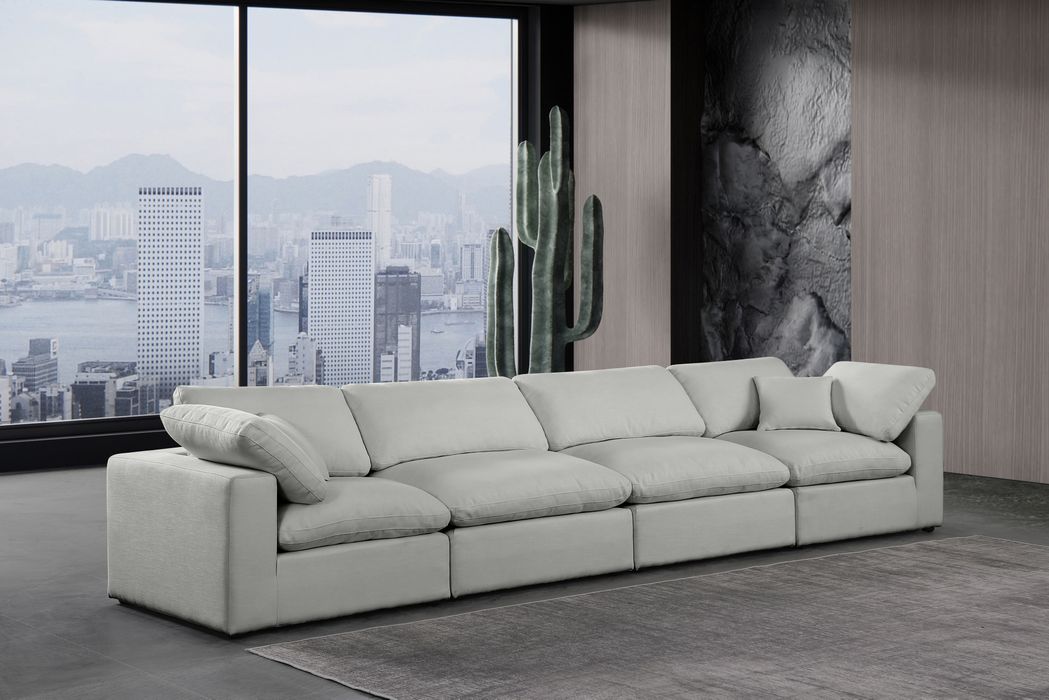 Meridian Furniture - Comfy 158" Grey Linen Textured Fabric Upholstered 4pc. Sofa - 187Grey-S158 - GreatFurnitureDeal