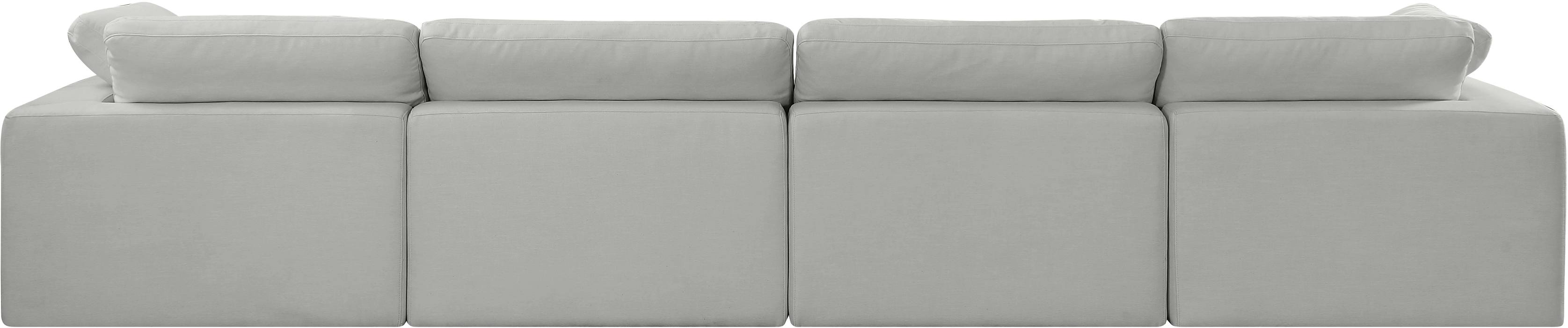 Meridian Furniture - Comfy 158" Grey Linen Textured Fabric Upholstered 4pc. Sofa - 187Grey-S158 - GreatFurnitureDeal