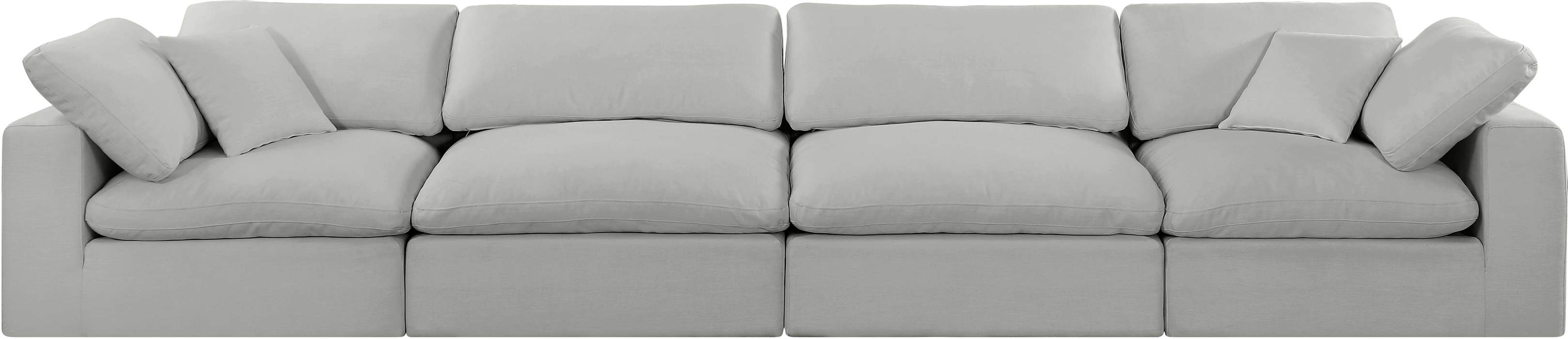 Meridian Furniture - Comfy 158" Grey Linen Textured Fabric Upholstered 4pc. Sofa - 187Grey-S158 - GreatFurnitureDeal