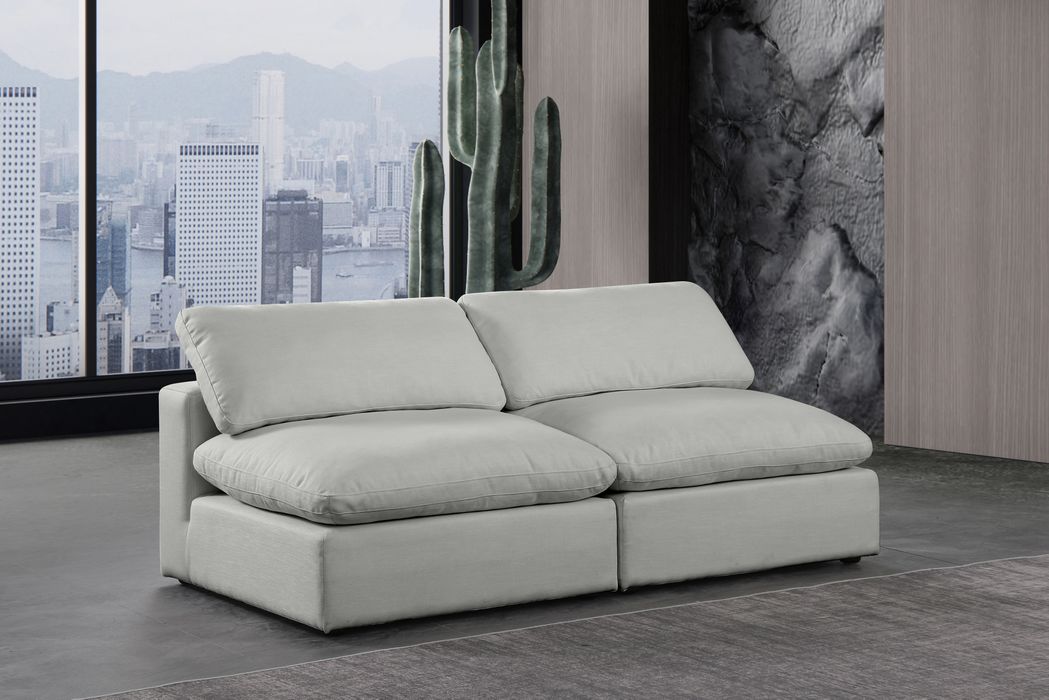 Meridian Furniture - Comfy 78" Grey Linen Textured Fabric Upholstered 2pc. Armless Sofa - 187Grey-S78 - GreatFurnitureDeal