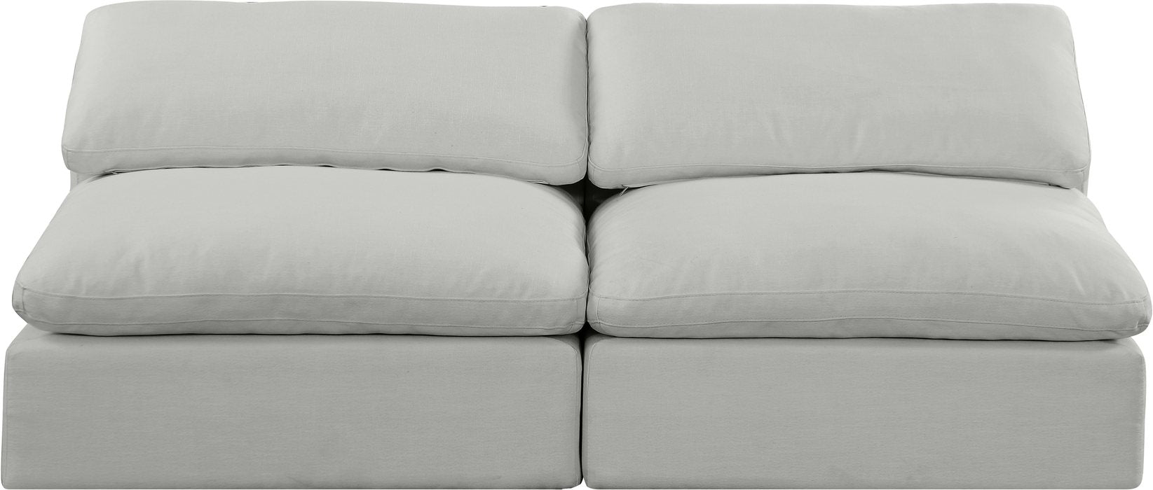 Meridian Furniture - Comfy 78" Grey Linen Textured Fabric Upholstered 2pc. Armless Sofa - 187Grey-S78 - GreatFurnitureDeal