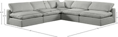 Meridian Furniture - Comfy 118" Grey Linen Textured Fabric Upholstered 5pc. Sectional - 187Grey-Sec5B - GreatFurnitureDeal