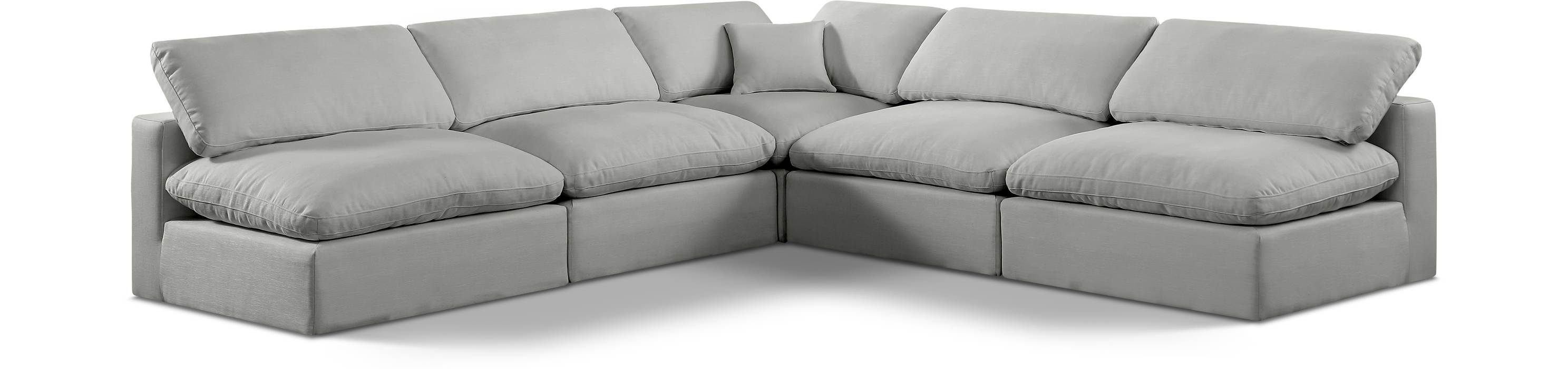 Meridian Furniture - Comfy 118" Grey Linen Textured Fabric Upholstered 5pc. Sectional - 187Grey-Sec5B - GreatFurnitureDeal