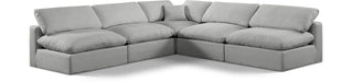 Meridian Furniture - Comfy 118" Grey Linen Textured Fabric Upholstered 5pc. Sectional - 187Grey-Sec5B - GreatFurnitureDeal