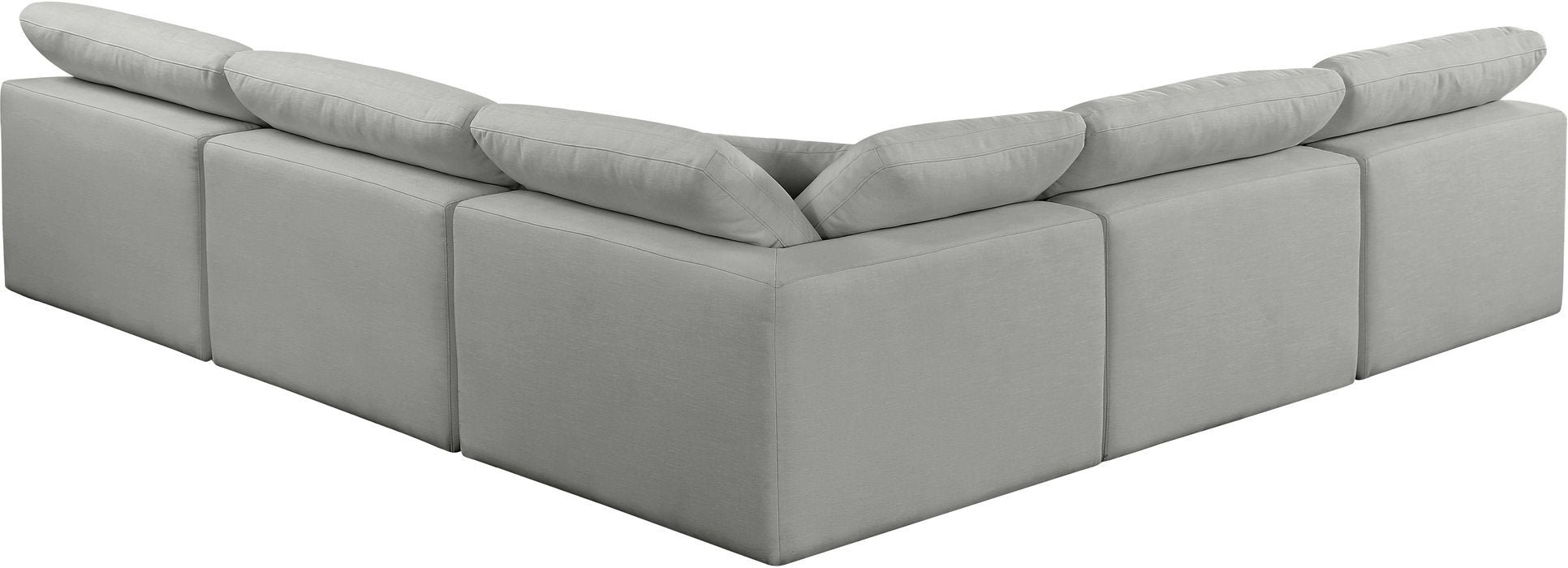 Meridian Furniture - Comfy 118" Grey Linen Textured Fabric Upholstered 5pc. Sectional - 187Grey-Sec5B - GreatFurnitureDeal