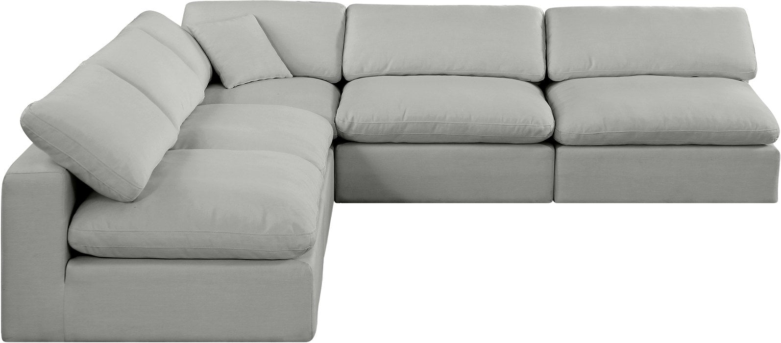 Meridian Furniture - Comfy 118" Grey Linen Textured Fabric Upholstered 5pc. Sectional - 187Grey-Sec5B - GreatFurnitureDeal