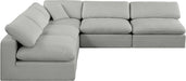 Meridian Furniture - Comfy 118" Grey Linen Textured Fabric Upholstered 5pc. Sectional - 187Grey-Sec5B - GreatFurnitureDeal