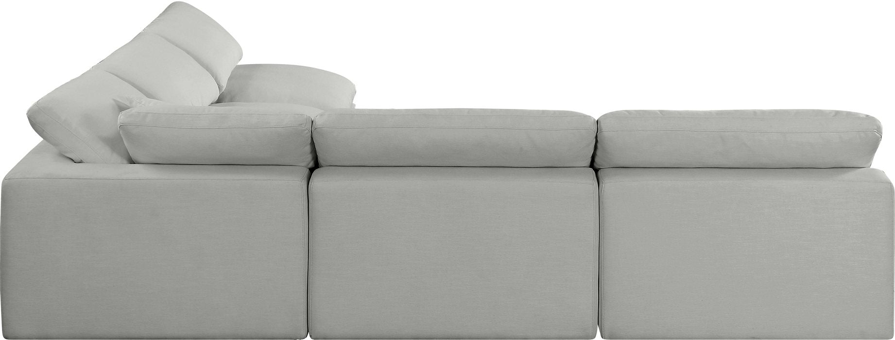 Meridian Furniture - Comfy 118" Grey Linen Textured Fabric Upholstered 5pc. Sectional - 187Grey-Sec5B - GreatFurnitureDeal