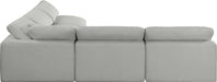 Meridian Furniture - Comfy 118" Grey Linen Textured Fabric Upholstered 5pc. Sectional - 187Grey-Sec5B - GreatFurnitureDeal