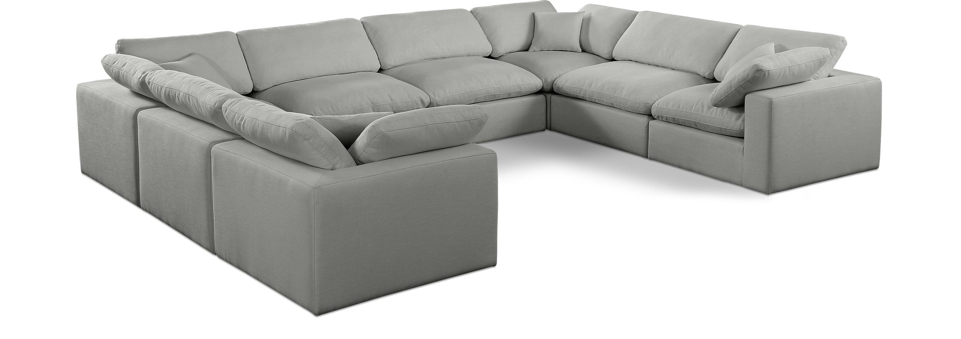 Meridian Furniture - Comfy 158" Grey Linen Textured Fabric Upholstered 8pc. Sectional - 187Grey-Sec8A - GreatFurnitureDeal