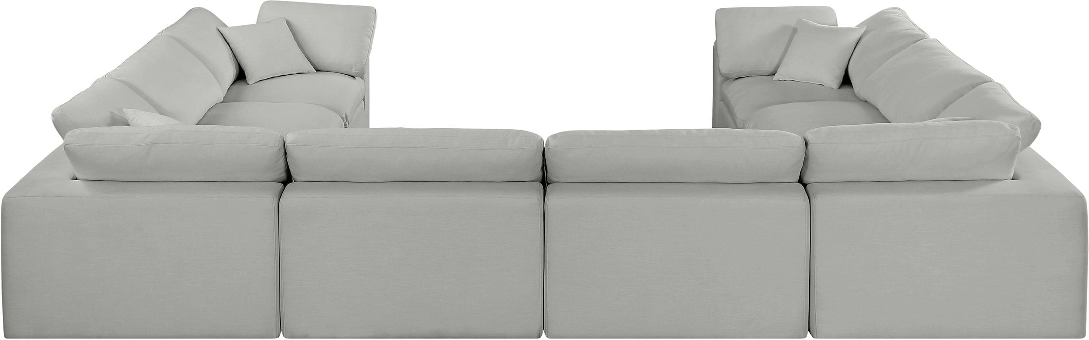Meridian Furniture - Comfy 158" Grey Linen Textured Fabric Upholstered 8pc. Sectional - 187Grey-Sec8A - GreatFurnitureDeal