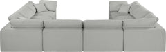 Meridian Furniture - Comfy 158" Grey Linen Textured Fabric Upholstered 8pc. Sectional - 187Grey-Sec8A - GreatFurnitureDeal