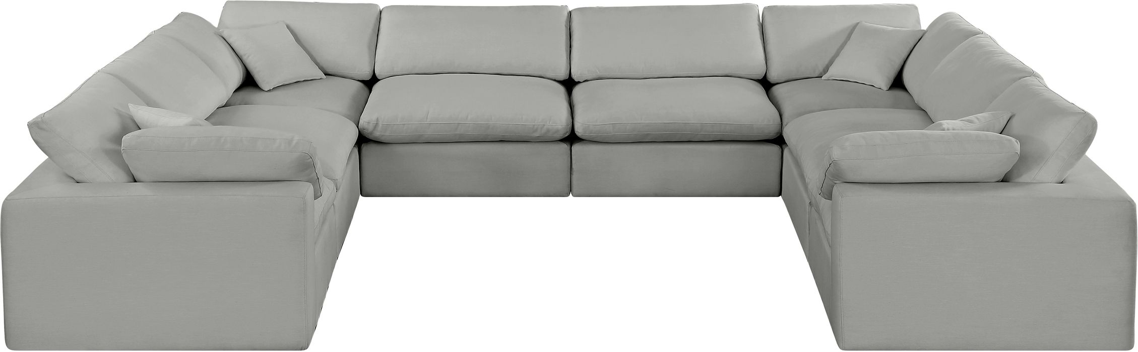 Meridian Furniture - Comfy 158" Grey Linen Textured Fabric Upholstered 8pc. Sectional - 187Grey-Sec8A - GreatFurnitureDeal