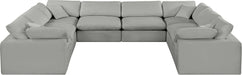 Meridian Furniture - Comfy 158" Grey Linen Textured Fabric Upholstered 8pc. Sectional - 187Grey-Sec8A - GreatFurnitureDeal