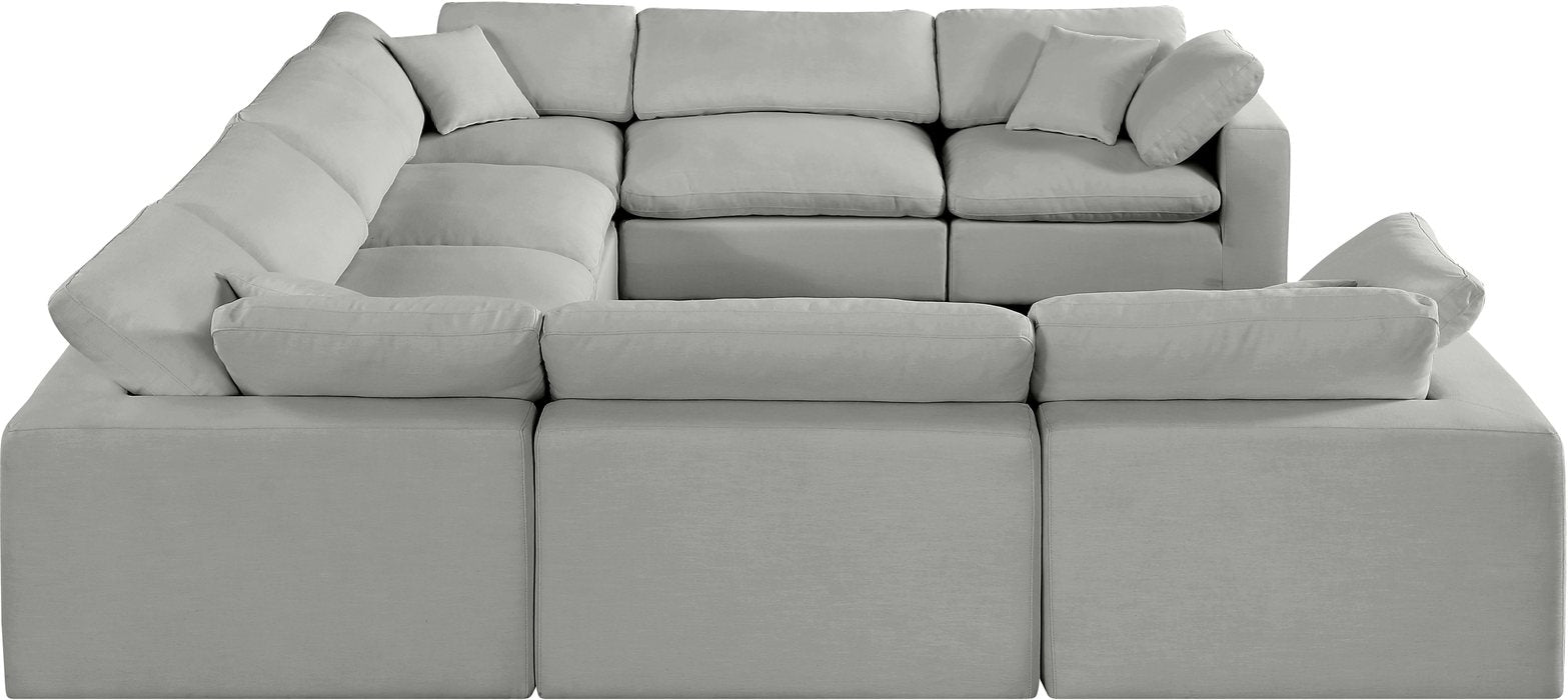 Meridian Furniture - Comfy 158" Grey Linen Textured Fabric Upholstered 8pc. Sectional - 187Grey-Sec8A - GreatFurnitureDeal