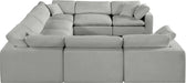 Meridian Furniture - Comfy 158" Grey Linen Textured Fabric Upholstered 8pc. Sectional - 187Grey-Sec8A - GreatFurnitureDeal