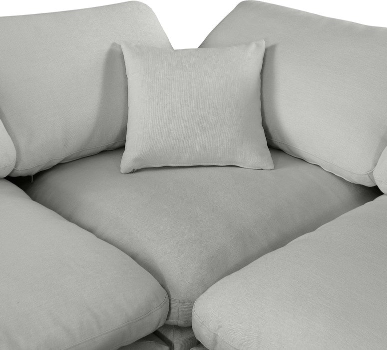 Meridian Furniture - Comfy 158" Grey Linen Textured Fabric Upholstered 8pc. Sectional - 187Grey-Sec8A - GreatFurnitureDeal