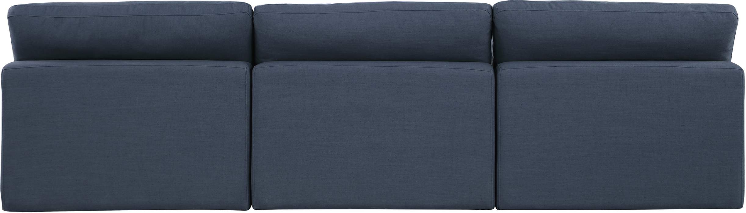Meridian Furniture - Comfy 117" Navy Linen Textured Fabric Upholstered 3pc. Armless Sofa - 187Navy-S117 - GreatFurnitureDeal