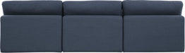 Meridian Furniture - Comfy 117" Navy Linen Textured Fabric Upholstered 3pc. Armless Sofa - 187Navy-S117 - GreatFurnitureDeal