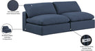 Meridian Furniture - Comfy 78" Navy Linen Textured Fabric Upholstered 2pc. Armless Sofa - 187Navy-S78 - GreatFurnitureDeal