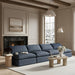 Meridian Furniture - Comfy 78" Navy Linen Textured Fabric Upholstered 2pc. Armless Sofa - 187Navy-S78 - GreatFurnitureDeal
