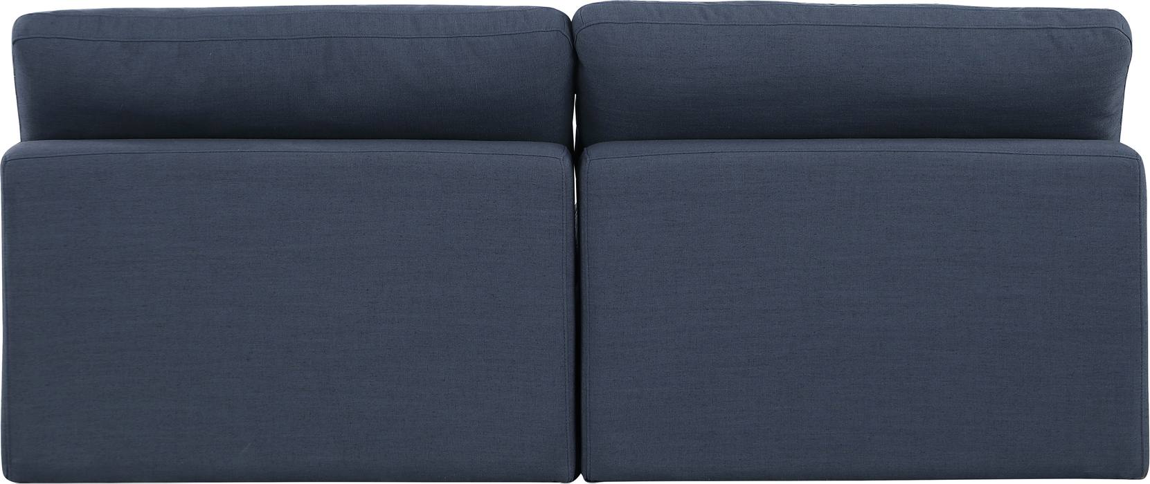 Meridian Furniture - Comfy 78" Navy Linen Textured Fabric Upholstered 2pc. Armless Sofa - 187Navy-S78 - GreatFurnitureDeal